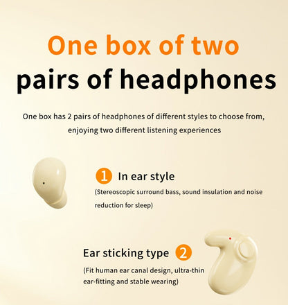 2-in-1 Wireless Earphones Couples Shared Audio Long Battery Life Clear Sound TV Movies Music Running Type-C Charging Condenser Mic Semi-Open iOS Android