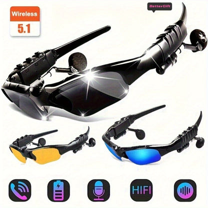 Open Ear Bluetooth Audio Glasses with Built-In Earbuds – Wireless Smart Sunglasses for Music & Hands-Free Calls, Anti-Glare Lenses, Driving Sports Outdoor, Unisex | 7 Colors