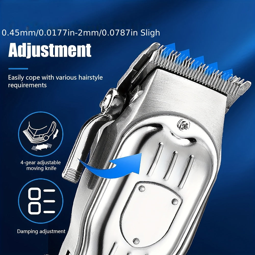 Hair Clipper Cordless Metal-Body Set with LCD Battery Display and Single or Two-Piece Color Options