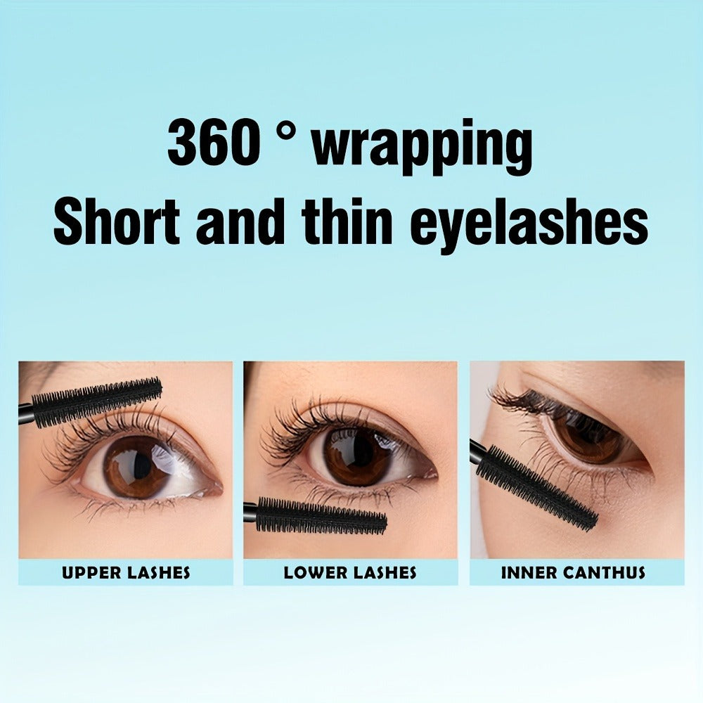 Black Mascara Three-Piece Set in Tall Silver Crystal-Pattern Tubes with Straight Black Bristle Wands