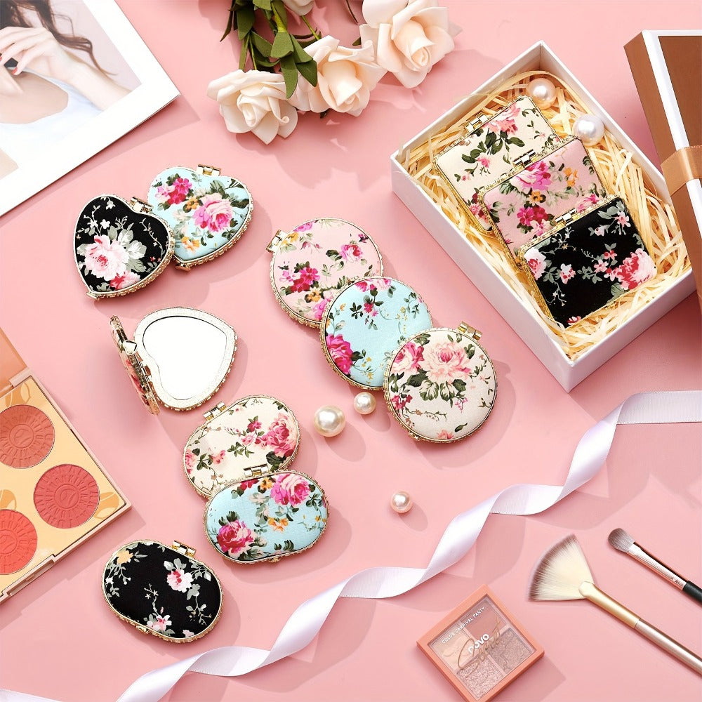 Bulk Compact Mirrors 48 Pack - Floral Pocket Mirror for Purse, Retro Folding Travel Mirror for Women & Girls, Flower Design Mini Makeup Mirror, Party Favor Gift Set, Vivid Style Assorted