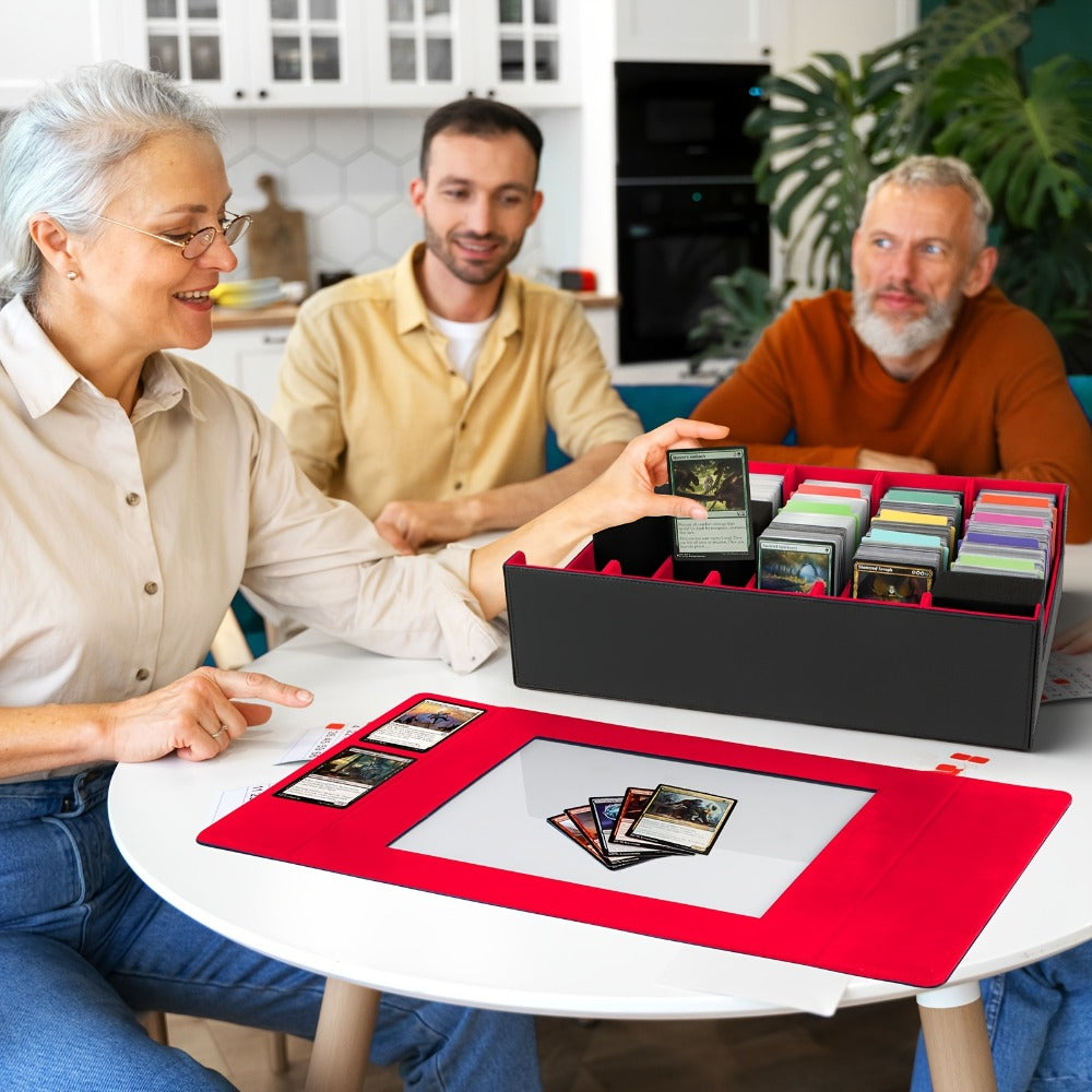 Five-Row Trading Card Storage Box with 48 Dividers, Five Foam Supports and 3200+ or 4000+ Capacity Options