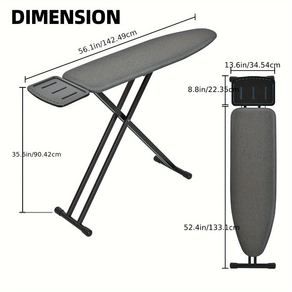 Full Size Ironing Board 43x13 In with Iron Rest, Adjustable Height & Thick Heat-Resistant Padded Cover, Sturdy Anti-Skid Metal Legs, Lightweight Freestanding Iron Board for Home Laundry Room Bedroom