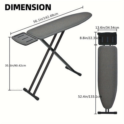 Full Size Ironing Board 43x13 In with Iron Rest, Adjustable Height & Thick Heat-Resistant Padded Cover, Sturdy Anti-Skid Metal Legs, Lightweight Freestanding Iron Board for Home Laundry Room Bedroom