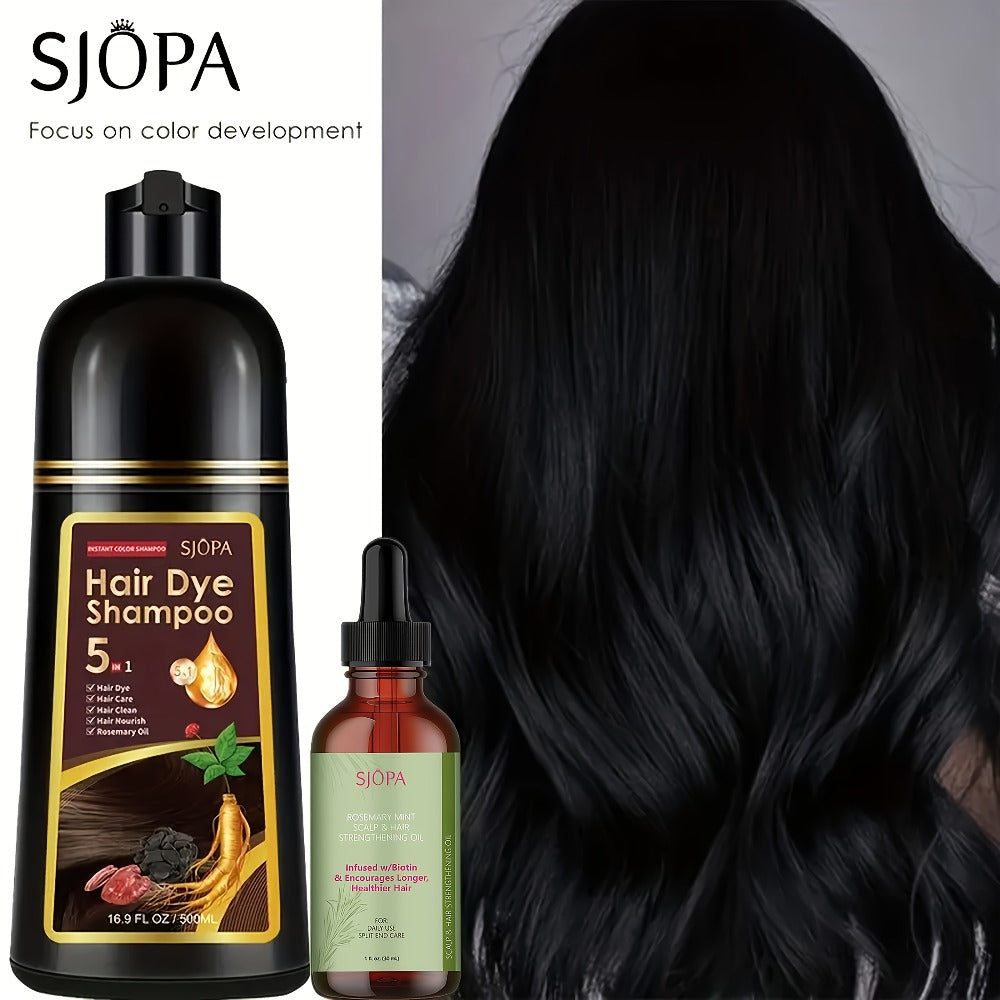 Hair Color Shampoo 5-in-1 Instant Gray Coverage Color Dyeing Conditioner 16.9oz – SJOPA No Ammonia Safe Natural Formula 12 Shades Unisex Men Women