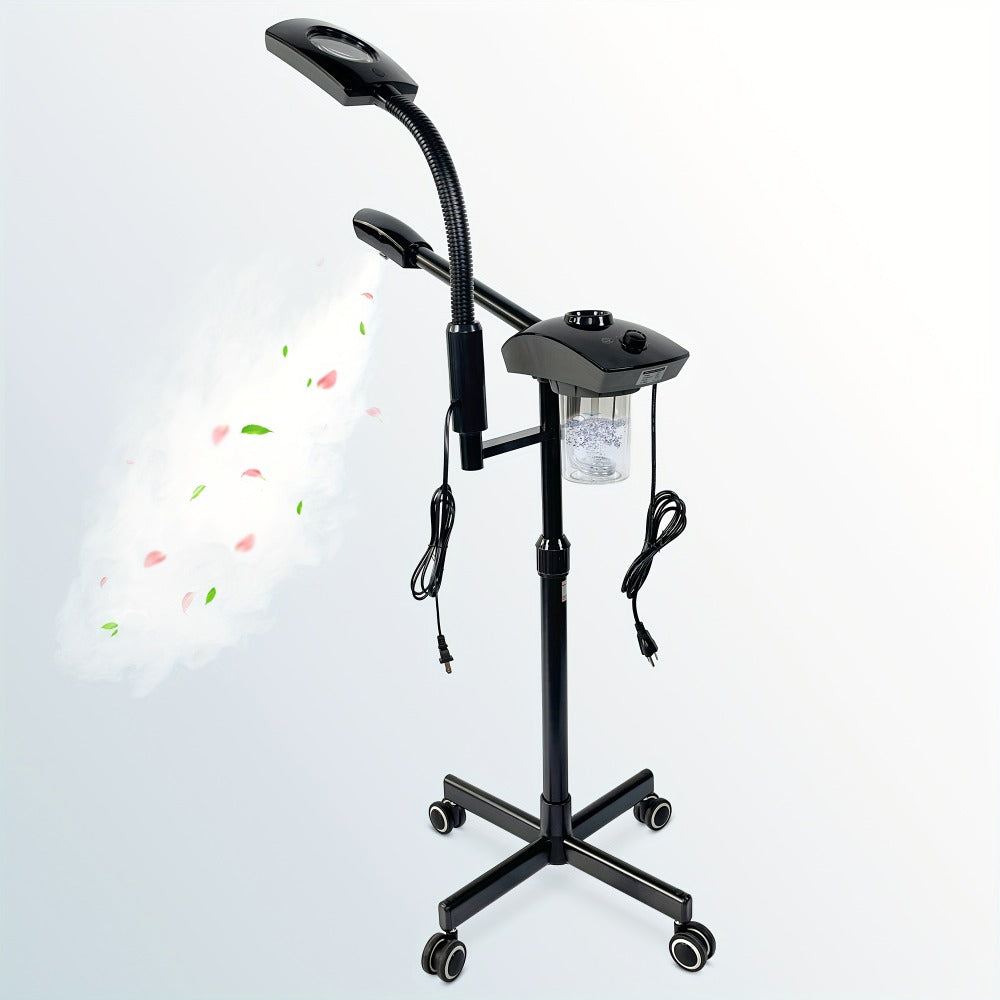 Facial Steamer with Ozone & 3X Magnifying Lamp — 2-in-1 Professional Wheeled Spa Steamer, Timer Preset, Home Face Sauna, Deep Pore Cleansing Skin Care Beauty Device for Women