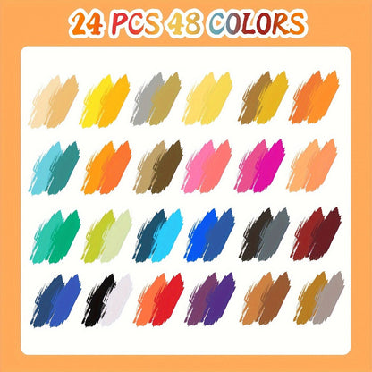 Double-Ended Acrylic Paint Pen Set with Brush and Fine Tips in 48- or 72-Piece Checkout Options
