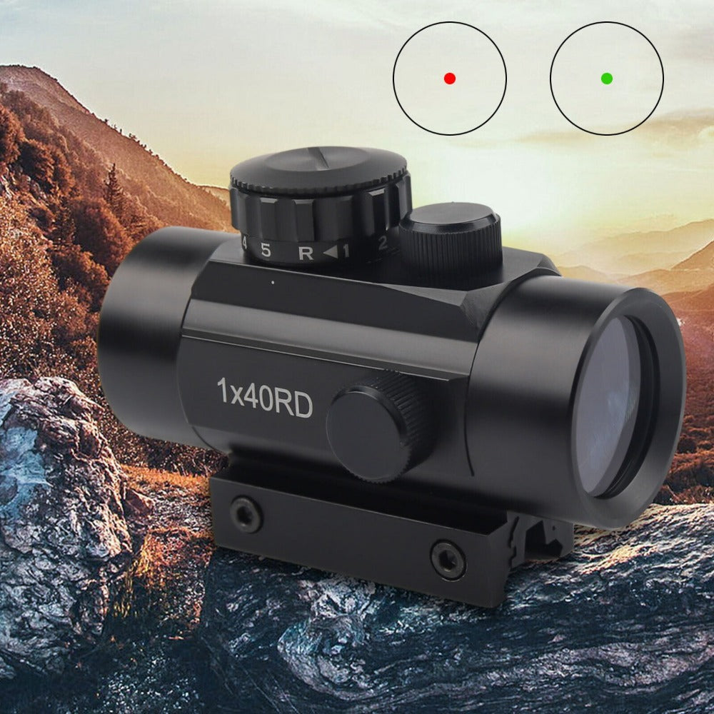 Red Green Dot Sight Scope 1x40 with Picatinny Rail Mount | 2 Reticle Types, Adjustable Brightness for Rifles, Shotguns, Airsoft & Tactical Shooting