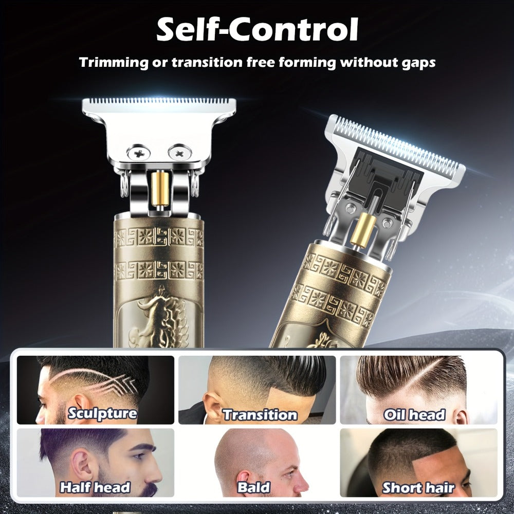 T-Blade Hair Trimmer with Four Guide Combs, USB Cable and Seven Dragon or Buddha Patterned Finish Options