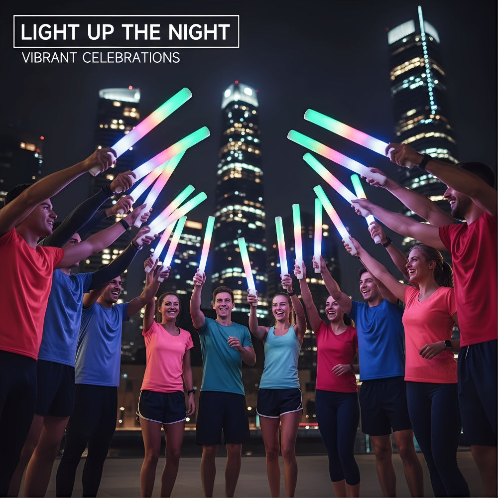 Foam Glow Sticks Set 103pcs 70pcs 40pcs – LED Light Up Foam Sticks 3 Flashing Modes Assorted Colors Bulk Pack for Party Wedding Birthday Concert Rave Glow Night Event