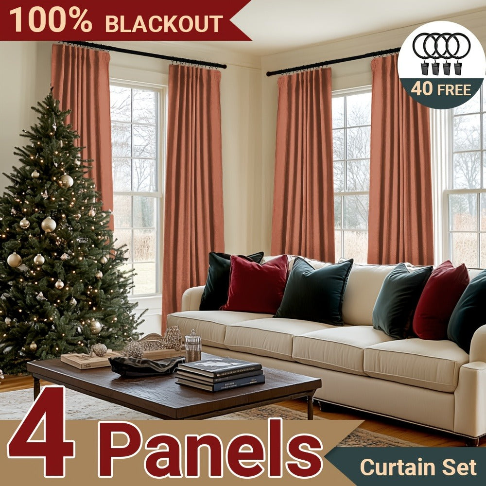 Four-Panel Textured Window Curtain Set in Ten Colors and 50-Inch Width with Four Exact Length Options