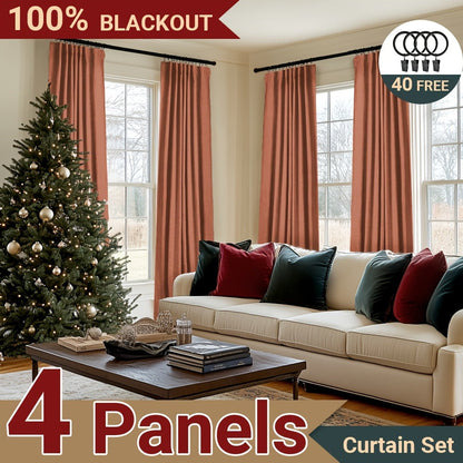 Four-Panel Textured Window Curtain Set in Ten Colors and 50-Inch Width with Four Exact Length Options
