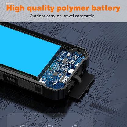 32800mAh Solar Power Bank 6 Outputs Wireless Charger – 4 Built-In Cables Dual Flashlights 15W Fast Charging, 32800 38800mAh External Battery Pack for Travel Camping GPS Emergency iPhone 17 Android