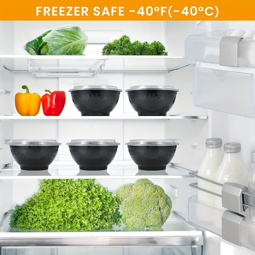 Food Storage Containers 36 oz Black Diamond Salad Bowls with Lids in 20- or 150-Set Options