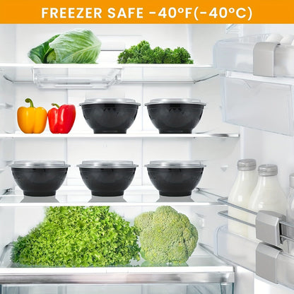 Food Storage Containers 36 oz Black Diamond Salad Bowls with Lids in 20- or 150-Set Options
