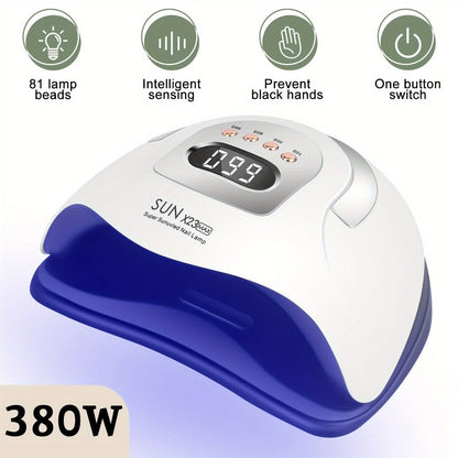 White Arch LED Nail Lamp with 380W and 81-Bead Labels, LCD Display and Four Timer Settings