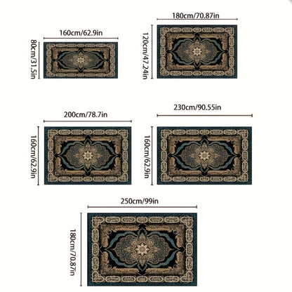 Area Rug Bohemian Floral Velvet in Four Machine-Washable Sizes with 100% Polyester Cut Pile