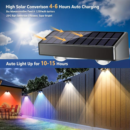 Solar Garden Light Fence Wall Fixtures with 9 Modes, Dusk Sensor and 4 or 8-Pack Options for Outdoor Garden Decor