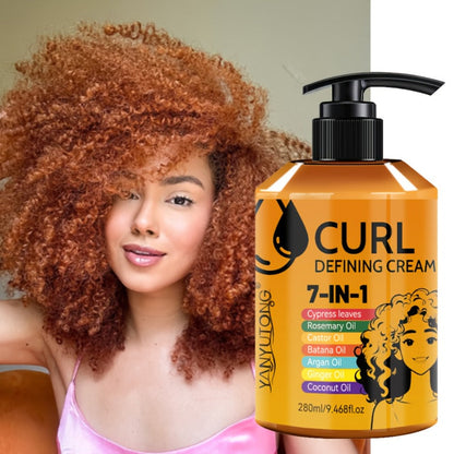 7-in-1 Curl Styling Cream in 280ml Illustrated Pump Bottle with Rosemary, Coconut and Argan Oils