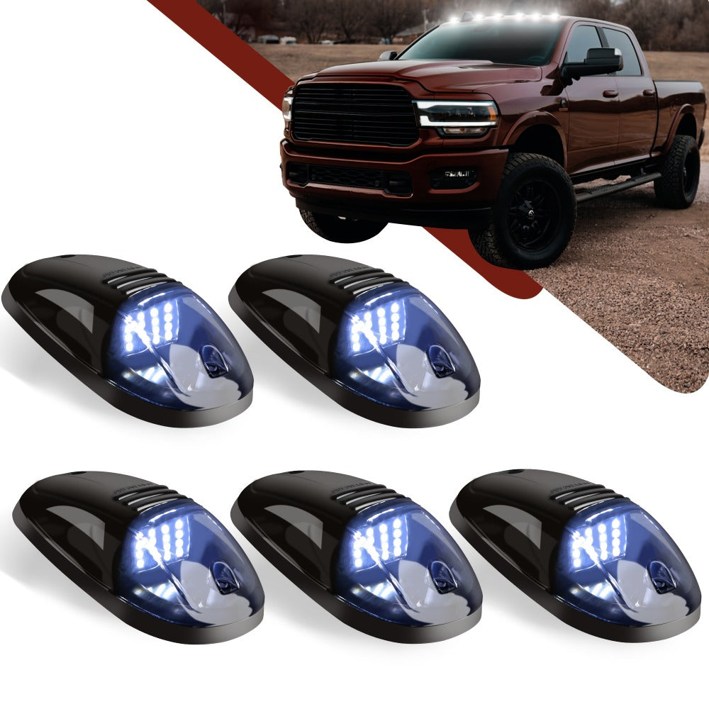 5pcs LED Cab Roof Marker Lights 16/24 LED 12V Super Bright UV-Resistant ABS Lens with Wiring Harness Kit for 2003-2018 Pickup Trucks 1500 2500 3500 4500 5500, White Amber Red Blue Green Purple