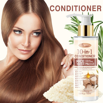 Rice Water Shampoo and Conditioner Set for Women — Fermented Rice Water 10-in-1 Hair Care for Volumizing, Anti-Frizz, Heat Protection & Damage Repair, Thicker Fuller Hair
