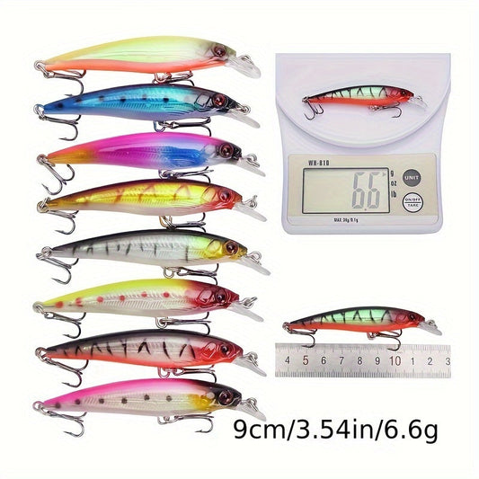 Fishing Lure Set 43-Piece Hard-Body Minnow and Crankbait Assortment with Treble Hooks, Mixed Sizes and Color Patterns
