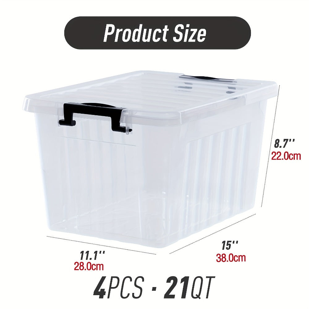 Clear Plastic Storage Bins with Lids 6 Pack Stackable Storage Containers with Snap-Tight Locks for Home, Office, Garage & Basement – 17QT or 21QT, BPA-Free