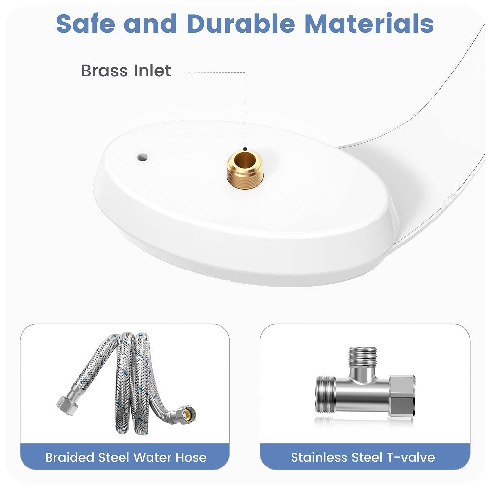 Ultra-Slim Non-Electric Bidet Attachment with Dual Retractable Nozzles and Seven Model Options
