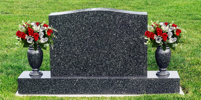 Artificial Cemetery Flowers for Grave with Saddle, Silk Rose Bouquet Headstone Decoration, Memorial Day Grave Flowers