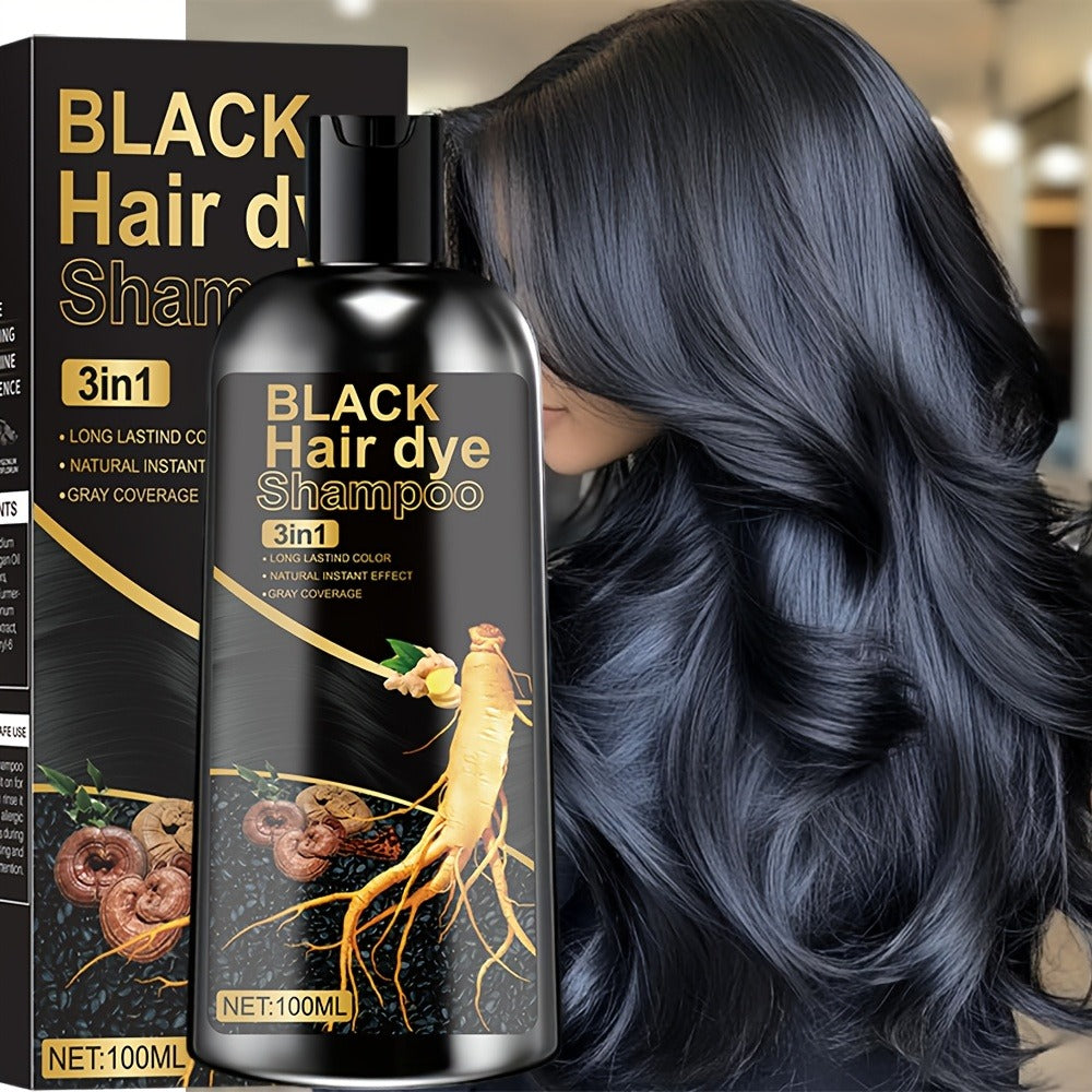 Plant Extract Hair Coloring Shampoo 100ml 3.38oz | Deep Moisturizing Scalp-Safe Gray & White Hair Coverage | Long-Lasting Botanical Color | Black Brown Chestnut Brown for Men & Women