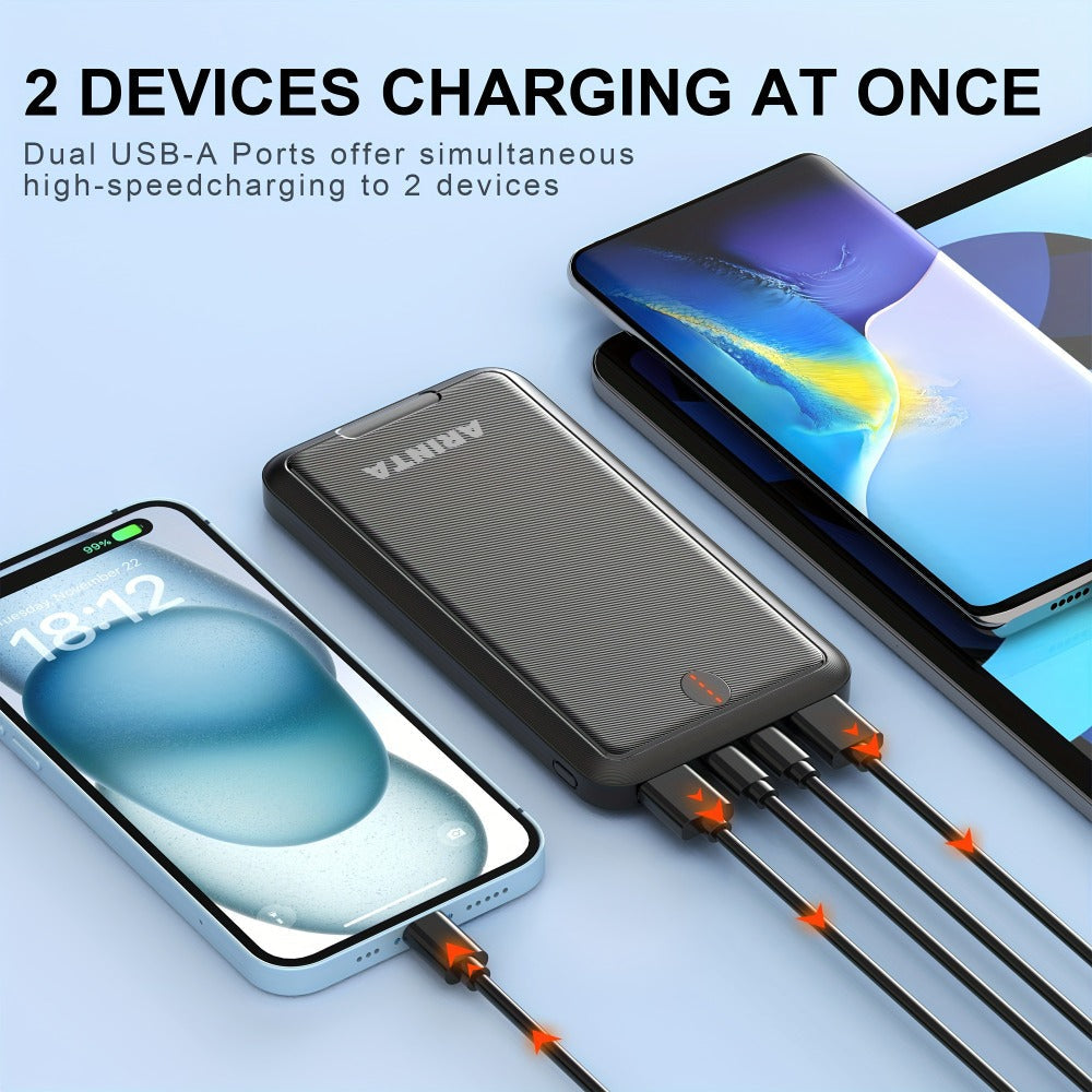 Power Bank 10000mAh 5V/2A for Heated Clothing with USB-C Input/Output in Black or White Battery Pack
