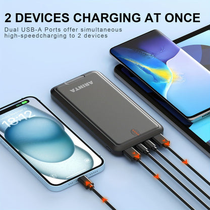 Power Bank 10000mAh 5V/2A for Heated Clothing with USB-C Input/Output in Black or White Battery Pack
