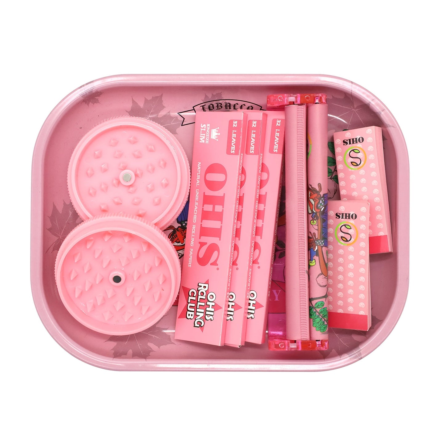 Rolling Tray Set with Grinder Rolling Papers Filter Tips Cigarette Maker - Complete Smoking Accessories Kit Gift Set for Valentine's Day