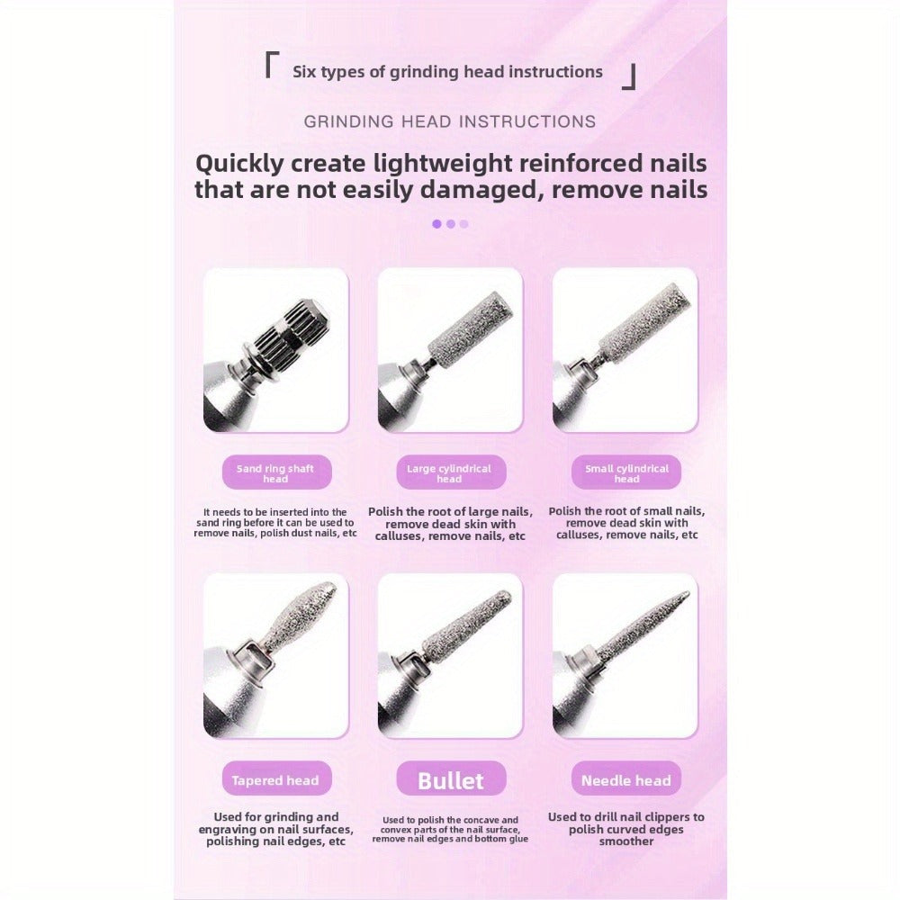 Electric Nail Drill 45000 RPM Rechargeable Kit with Bits, Sanding Bands and Three Model Color Options