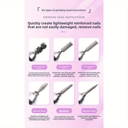 Electric Nail Drill 45000 RPM Rechargeable Kit with Bits, Sanding Bands and Three Model Color Options