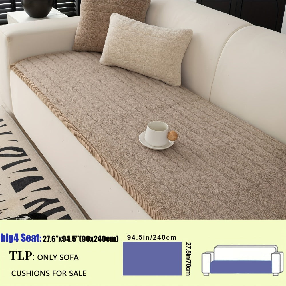 Sofa Cover Bohemian Short-Plush Quilted Panels for Armrest, Backrest and 2 to Large 4-Seater Sofas