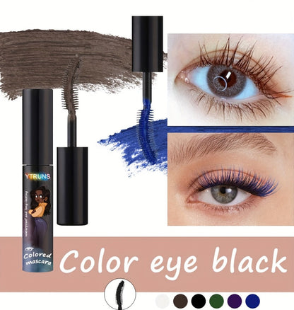 YTRUNS Colored Mascara in Six Shades from White and Brown to Black, Green, Blue or Purple with Curved Wands