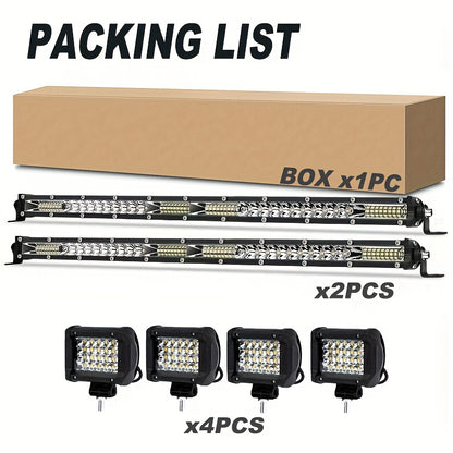 LED Work Light Bar Kit for Off-Road Truck Jeep SUV ATV UTV Tractor, 12-24V 2000-3000LM Combo 22in 10in + 4in Spot Flood Lights, No Battery Required, Hard Wire or Direct Power