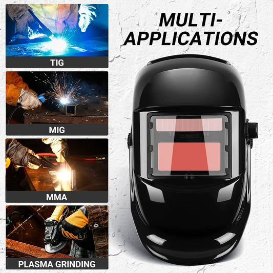 Auto-Darkening Welding Helmet Solar Powered True Color Large View Screen Head-Mounted Welding Mask for MIG TIG ARC Grinding Welder Protection