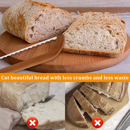 Serrated Bread Knife – 304 Stainless Steel Blade with Bamboo Handle, 15.7" Bread Slicer for Sourdough, Bagels, Baguettes & Homemade Loaves