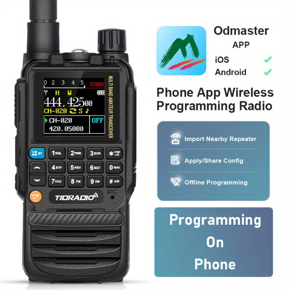 TIDRADIO TD-H3 Ham Radio GMRS Handheld Two Way Radio with USB-C Programming Charging, Long Range 2500mAh Battery, Air Band Antenna, Key Frequency Match for Outdoor Camping Emergency