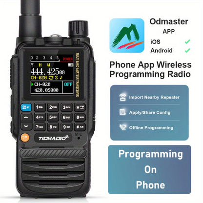 TIDRADIO TD-H3 Ham Radio GMRS Handheld Two Way Radio with USB-C Programming Charging, Long Range 2500mAh Battery, Air Band Antenna, Key Frequency Match for Outdoor Camping Emergency