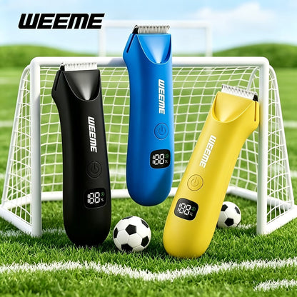 WEEEME Body Hair Trimmer with Digital Display, Four Guide Guards and Yellow, Blue or Black Housing