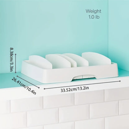Lid and Board Kitchen Organizer with Five Adjustable Dividers and 13.25-Inch Base Storage Tray