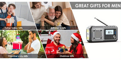 5000mAh Digital AM/FM/NOAA Emergency Radio with Solar Panel, Hand Crank, Reading Light and Three Colors