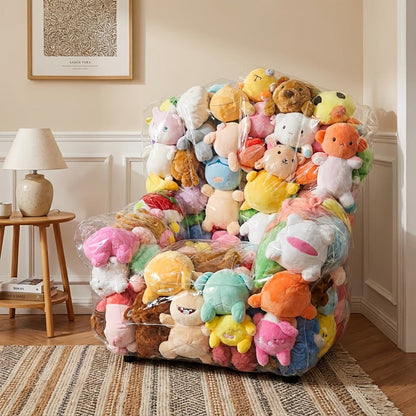 Transparent Plush Toy Storage Bag with Zipper Closure, Openable 100 x 90 cm Clear Organizer Cover