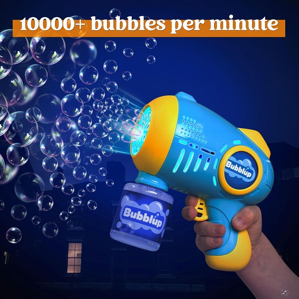 LED Light Up Bubble Gun 2 Pack with 4 Bottles Solution – 10-Hole Automatic Bubble Shooter 10000+ Bubbles Per Minute for Kids Adults, Summer Outdoor Party Easter Birthday Gift Favor