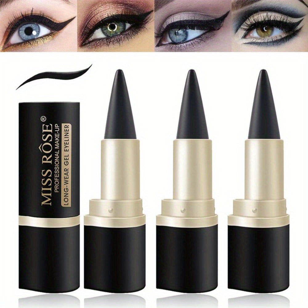 Waterproof Black Eyeliner Pencil Set 3pcs – Long-Lasting Smudge-Proof Matte Eye Liner Precise Single Tip Gentle Formula for Sensitive Eyes All Day Wear Women Gift