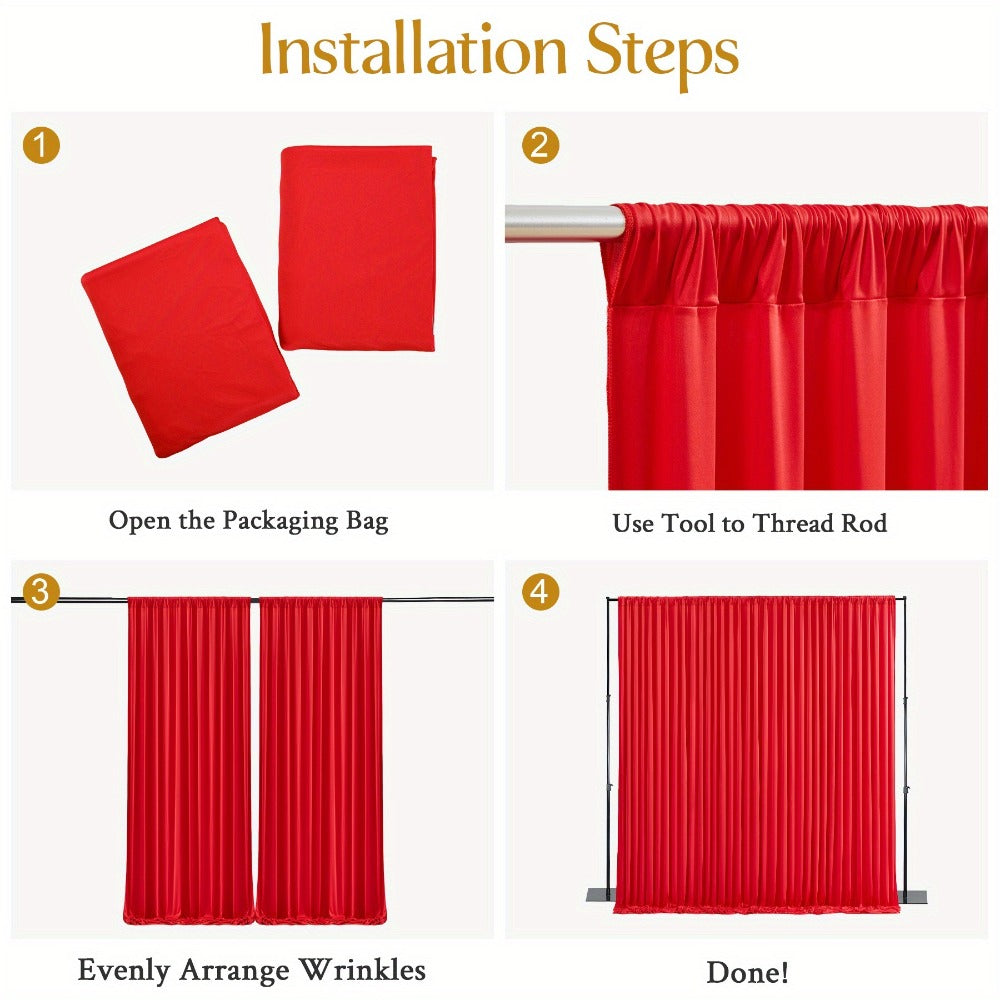 Two-Piece Photography Backdrop Curtain Set, 59 x 118 Inches per Panel, with Rod Pockets and Color Options