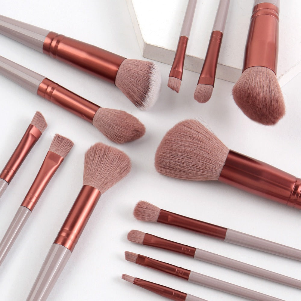 Makeup Brush Set, 56-Piece Polyester Bristle Collection with Wood Handles in Beige, Pink or Brown Color Options